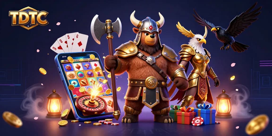 Engage with TDTC's vibrant casino experience featuring 3D characters along slot elements and enchanting visuals.