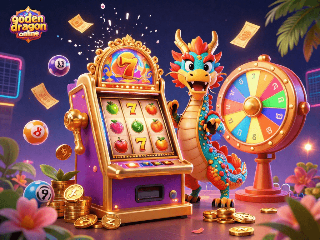Spin the golden dragon online slot machine featuring vibrant luck symbols and dynamic gameplay elements.