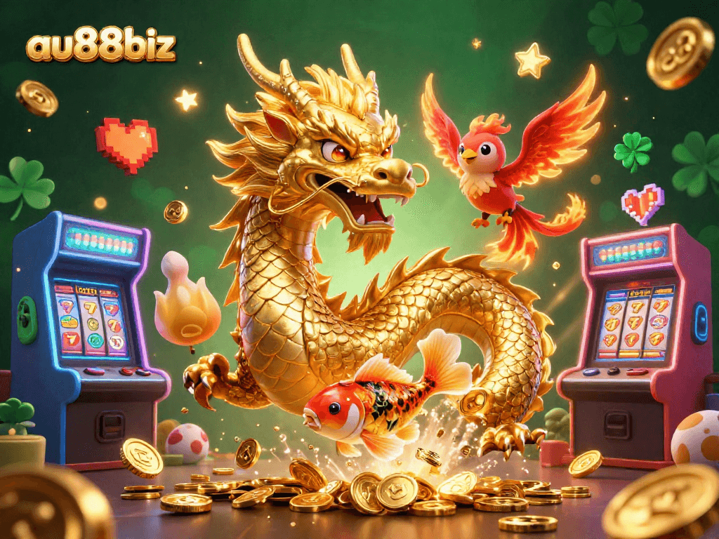 Engage in exciting gameplay with au88biz's dynamic casino scene featuring lively characters and rich game elements.