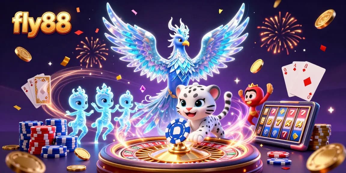 Experience the excitement of fly88 with a vibrant casino adventure featuring an ice phoenix and sparkling elements.