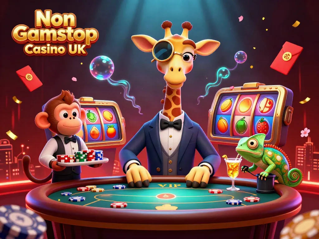 Experience exciting gameplay visuals at Non Gamstop Casino UK with lively characters and casino elements.
