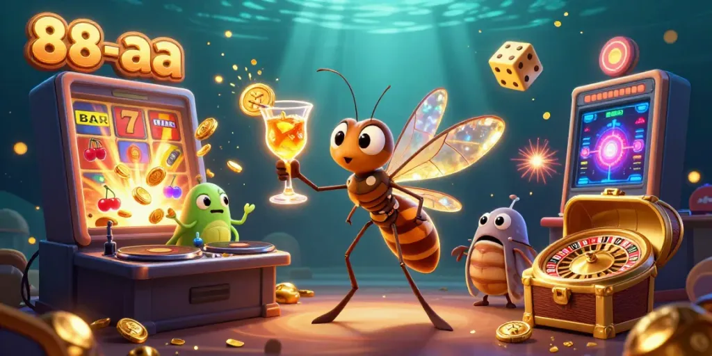 Spin and win with 88-aa at the casino, featuring a lively scene full of slots and jackpots.
