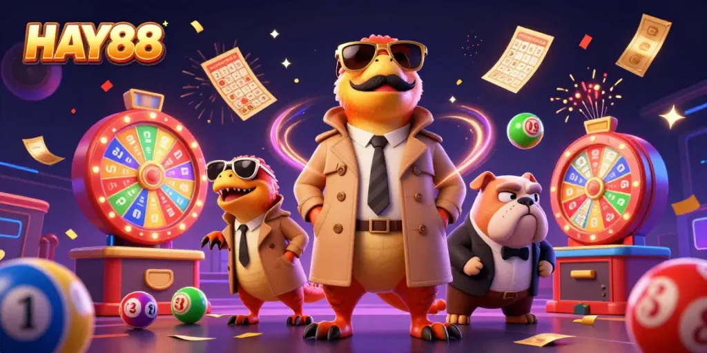 Experience the thrill of HAY88 with raptors in disguise at a vibrant VIP casino scene.