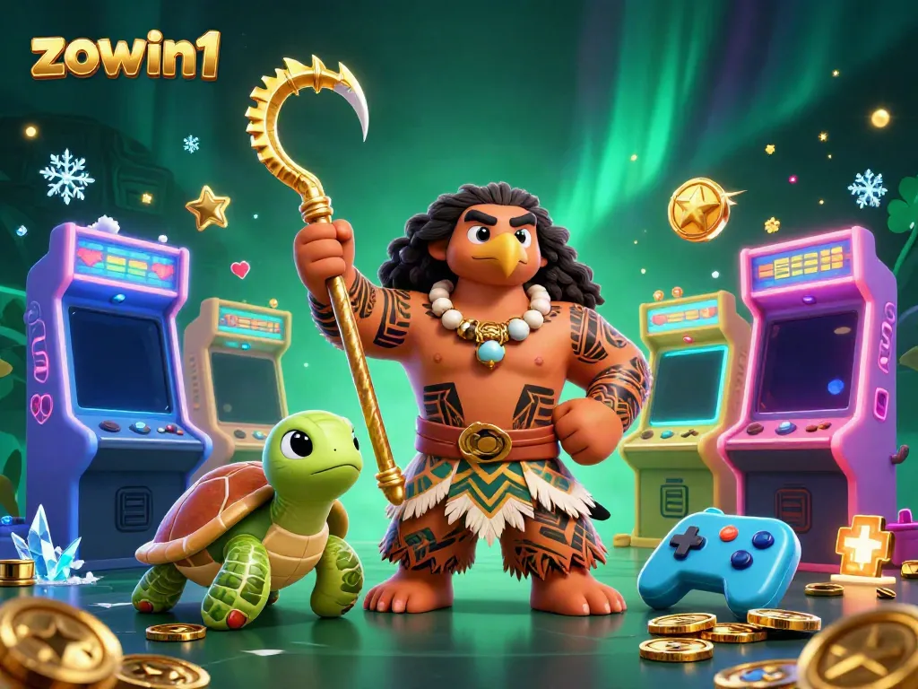 Engage with zowin1 in an exciting 3D digital casino atmosphere featuring vibrant characters and gaming elements.