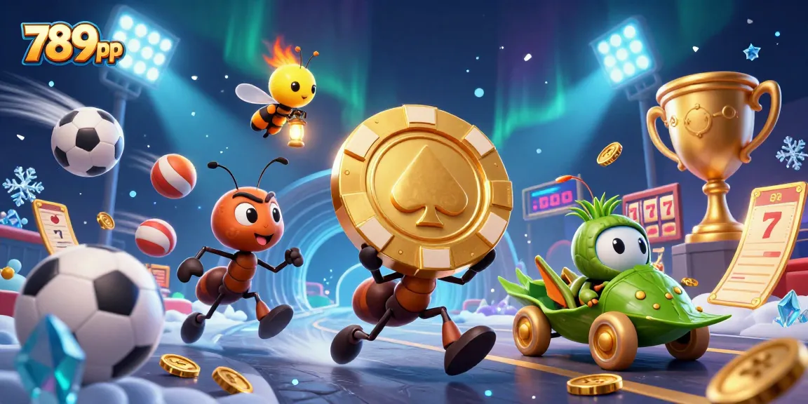 Experience thrilling gameplay with 789pp as ants hustle a giant poker chip in a dynamic casino heist scene.