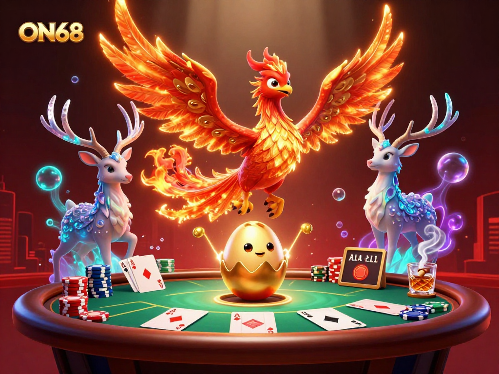 Experience the thrill of ON68 with iconic gaming elements in a spectacular 3D illustration.