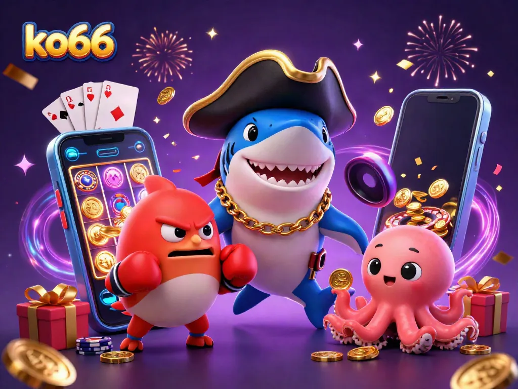 Engage in thrilling gameplay action at KO66 with vibrant 3D casino characters and dynamic elements.