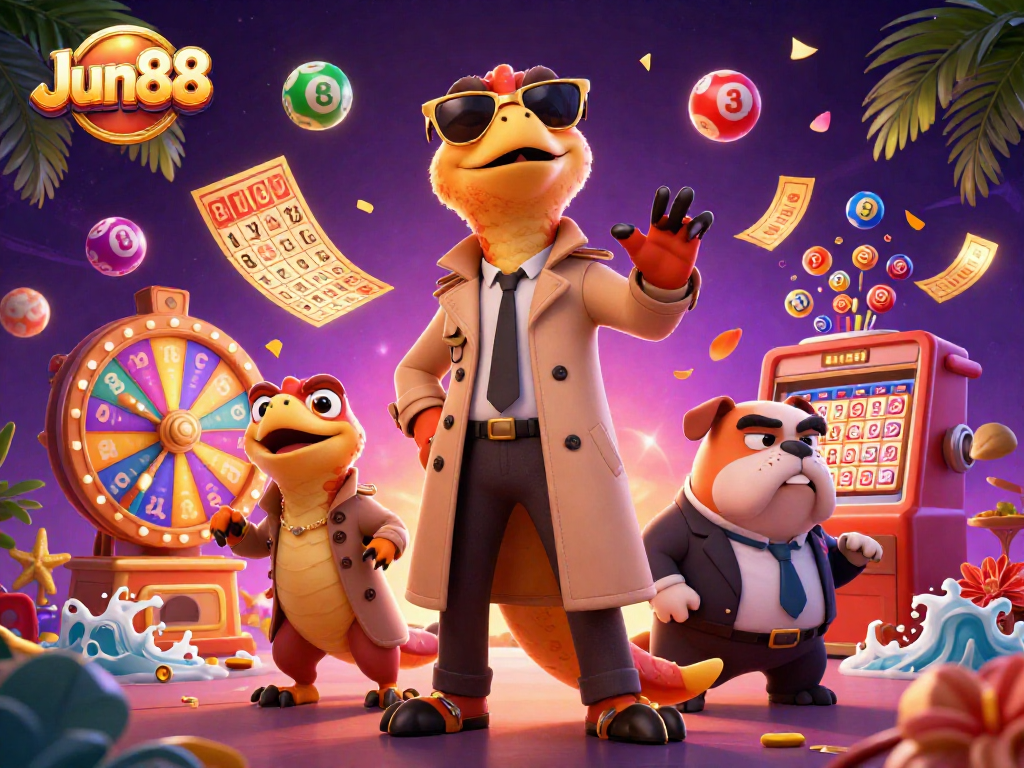 Experience the excitement of Jun88 casino with three raptors in disguise entering a VIP lounge.