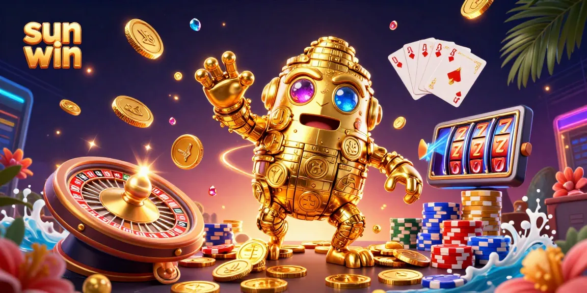 Experience sun win rewards while engaging with cascading coins and vibrant casino elements.