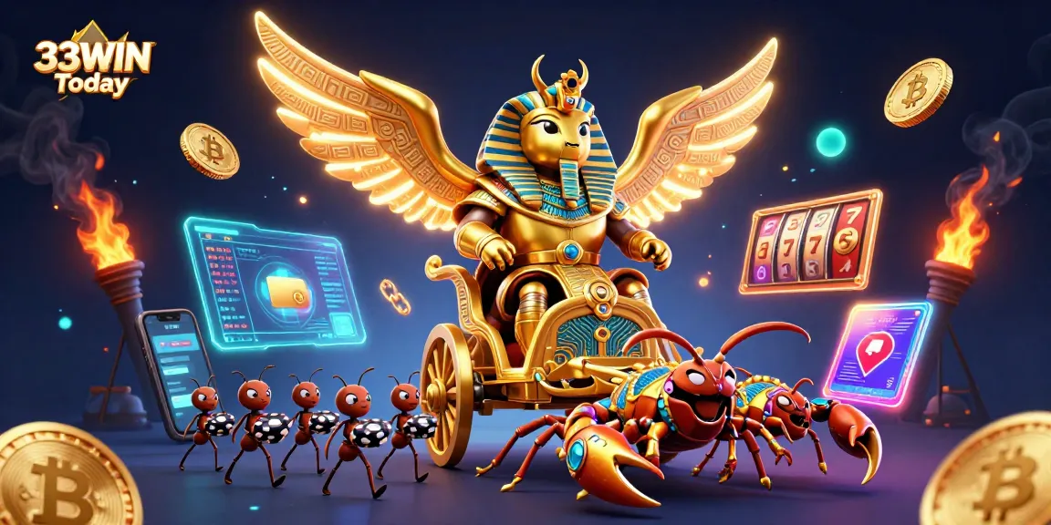 Engage in thrilling gameplay at 33WIN Today with vibrant casino elements and striking characters.