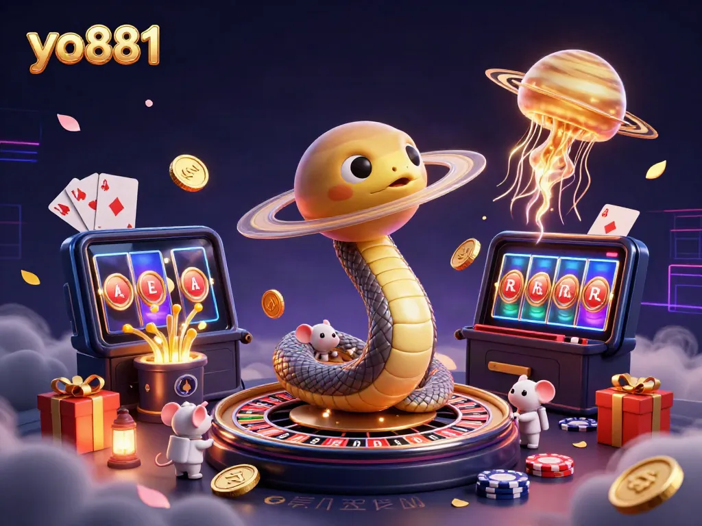 Experience the excitement of yo881 with a roulette-themed cosmic scene full of playful astronauts and vibrant games.