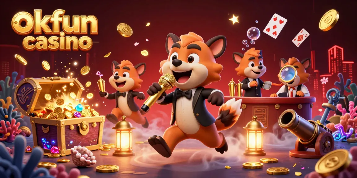 Exciting scene at okfun casino with hyenas entertaining in a vibrant casino atmosphere.