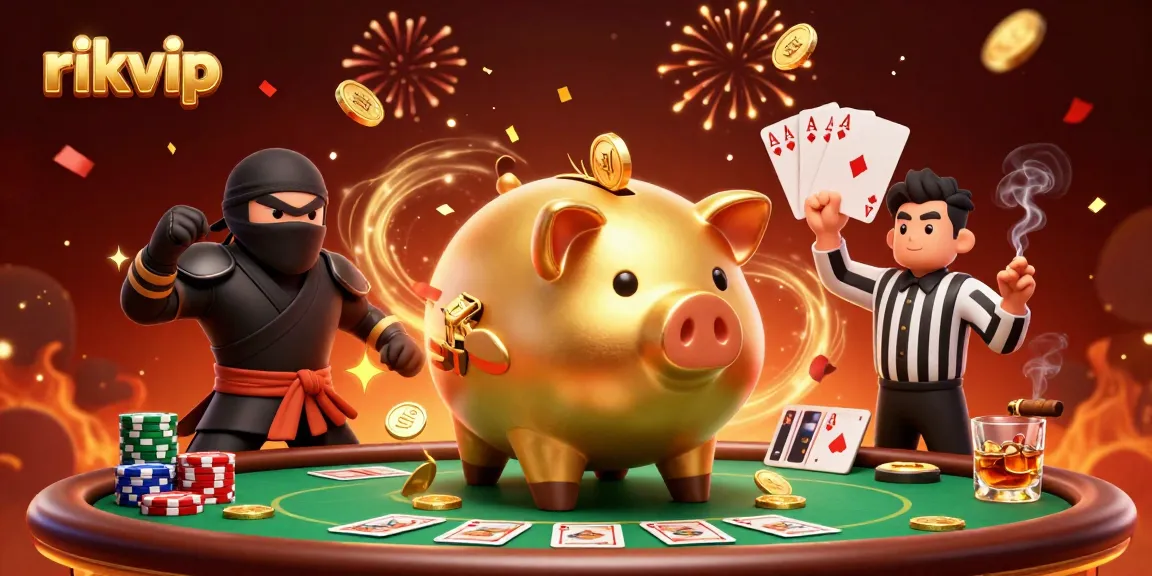 Engage with rikvip in an epic casino showdown featuring a sumo wrestler and ninja.