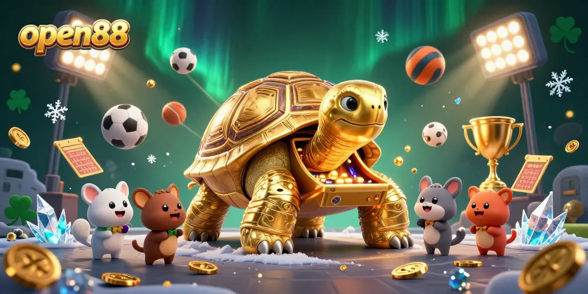Join the excitement at open88 with a golden tortoise pinball machine and dynamic sports elements.
