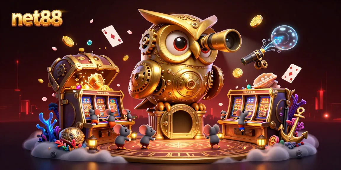 Experience exciting gambling thrills at net88 with dynamic themed 3D illustration.