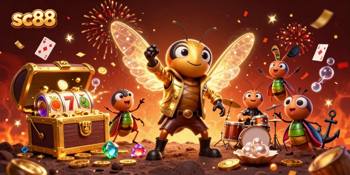 Engage in the vibrant world of sc88 with a rock star cicada and thrilling casino elements.