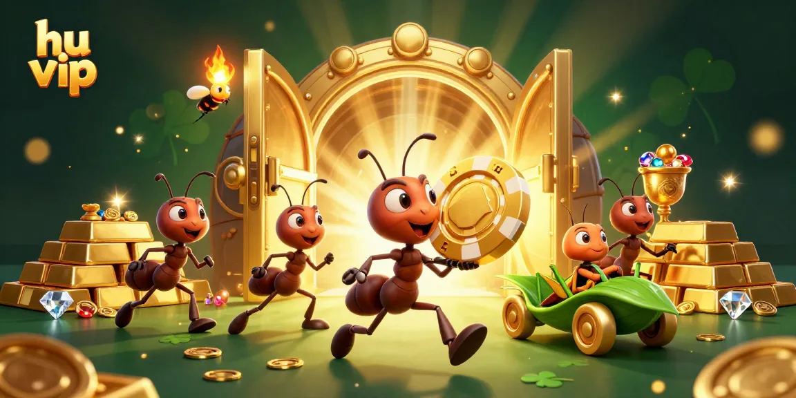 Engage with hu vip as cartoon ants embark on a heist, showcasing thrilling casino excitement!