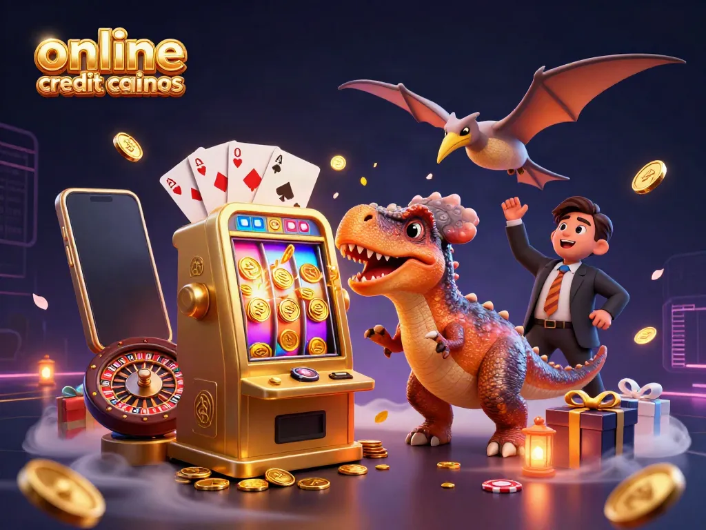 Engage with the best online credit card casinos featuring vibrant characters in a thrilling casino scene.