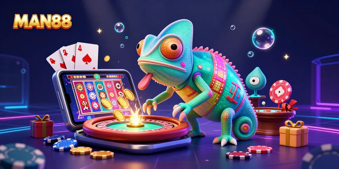 Experience thrilling gaming at MAN88 with colorful slots and vibrant casino elements.