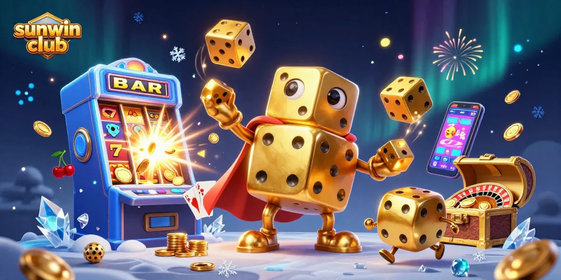 Experience thrilling moments at sunwin club with lively casino characters and vibrant slot machine action.