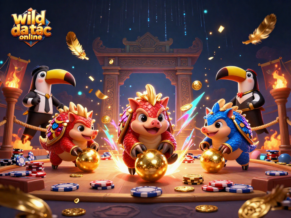 Engage in wild đạo tặc online as rival pangolins battle through a vibrant casino-themed arena.