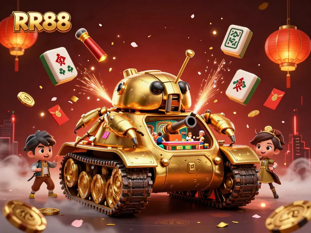 Experience RR88 with stunning 3D cartoon imagery of a casino beetle tank hosting vibrant gameplay scenes.