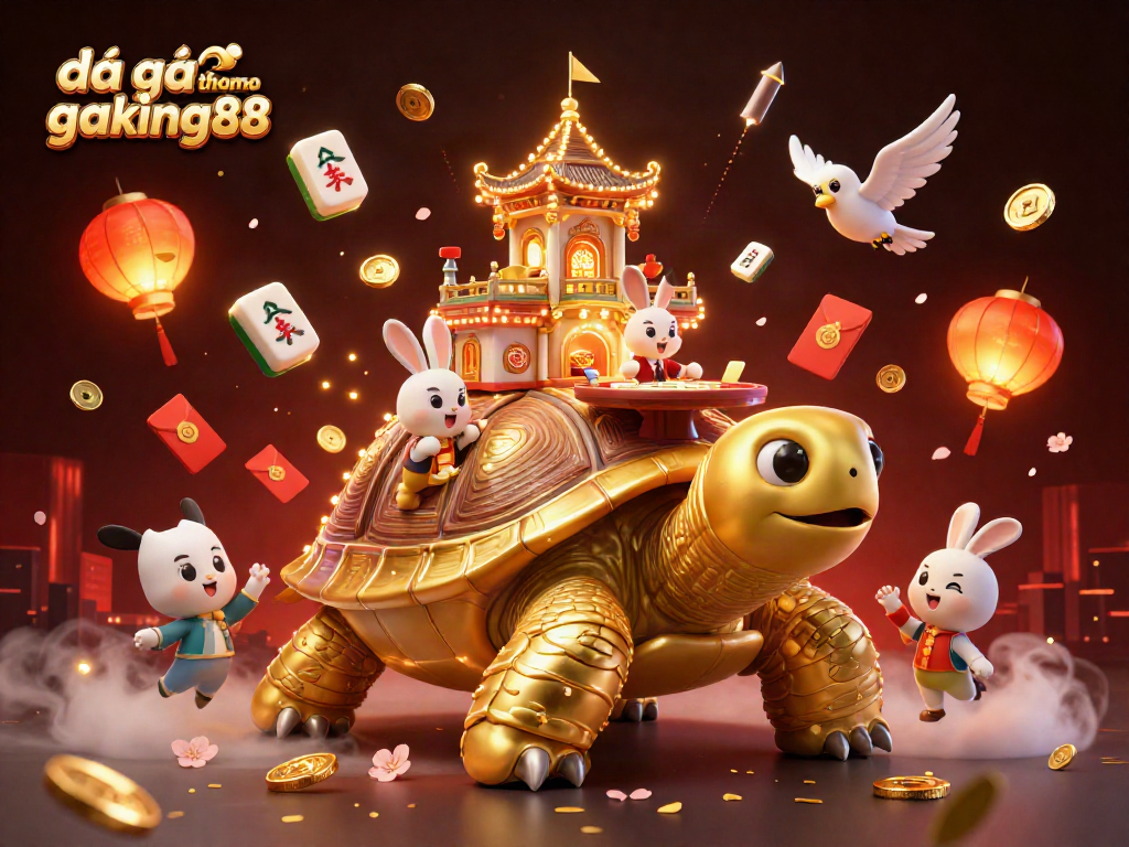 Experience exciting đá gà thomo gaking88 action with a vibrant casino-themed illustration featuring dynamic characters and elements.