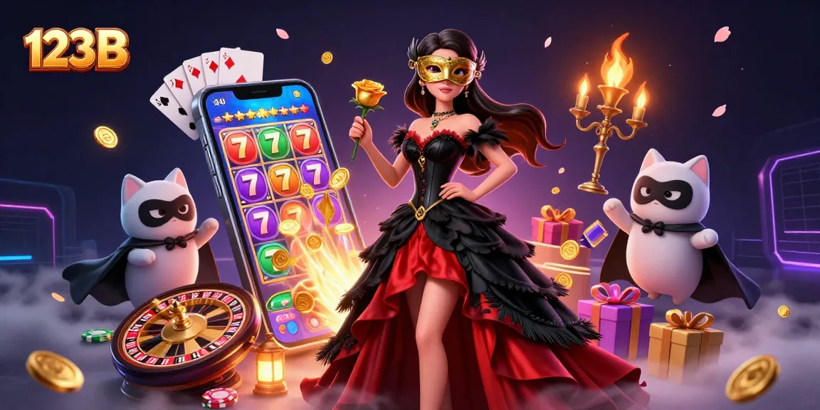 Experience the thrilling games at 123 B with unique visuals and vibrant gambling action.