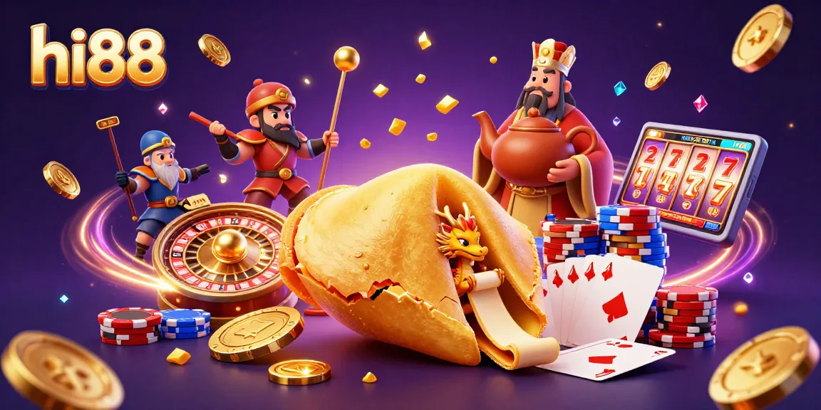 Experience winning moments at hi88 with a vibrant 3D casino illustration full of action and excitement.