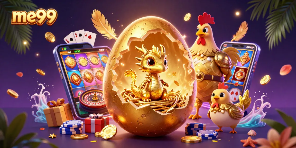 Experience me99 with a golden dragon and poker chips in an exciting casino scene.
