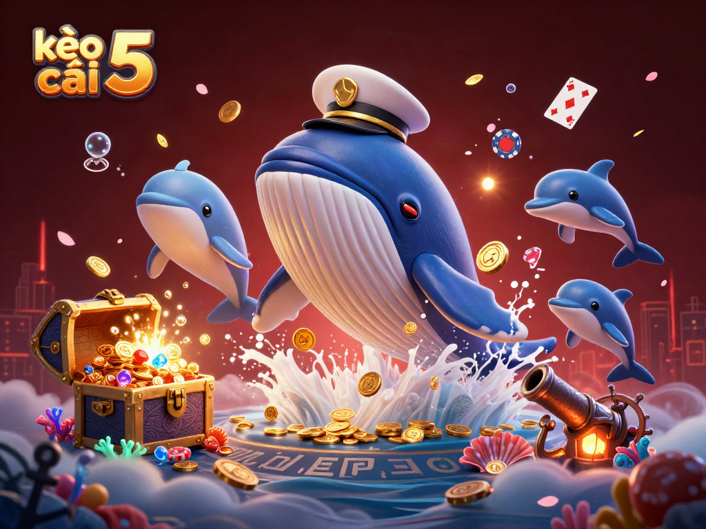 Engage with kèo nhà cái 5 gaming excitement through a vibrant casino-themed underwater scene.