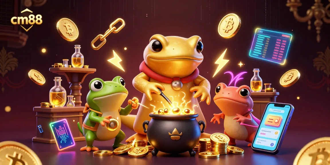 Experience thrilling games at cm88 with a dynamic scene of fantasy characters and crypto elements.
