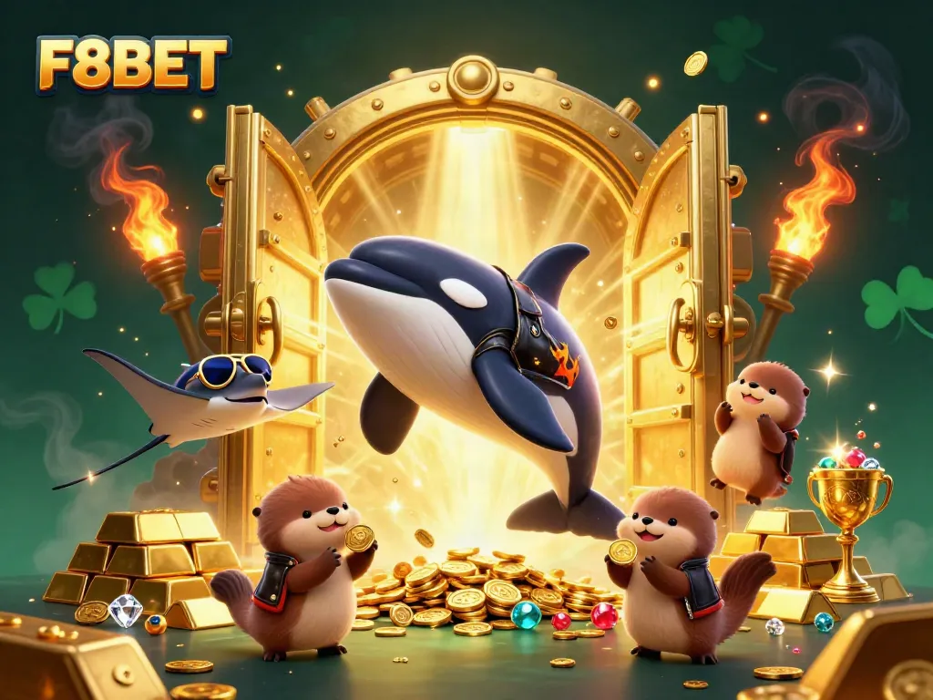 Experience the thrill of F8BET with this vibrant casino-themed illustration featuring exciting elements and characters.