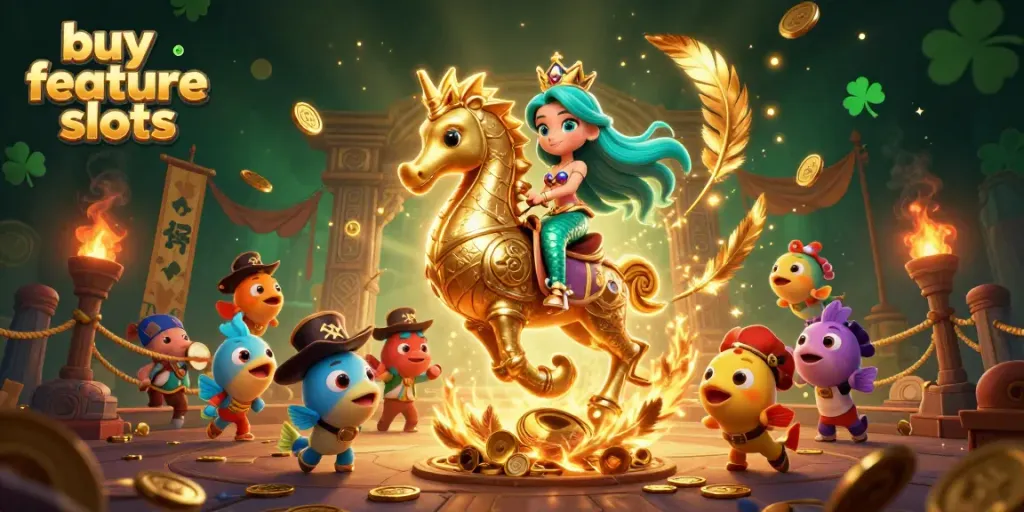 Engage with buy feature slots as the mermaid princess leads a thrilling underwater adventure filled with gold coins and prizes.