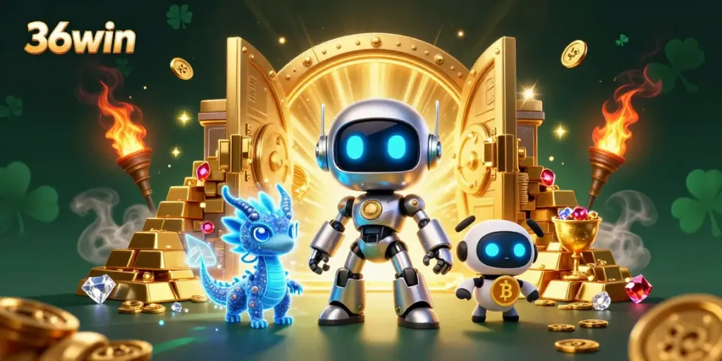 Enter the thrilling universe of 36win with dynamic characters celebrating a jackpot.