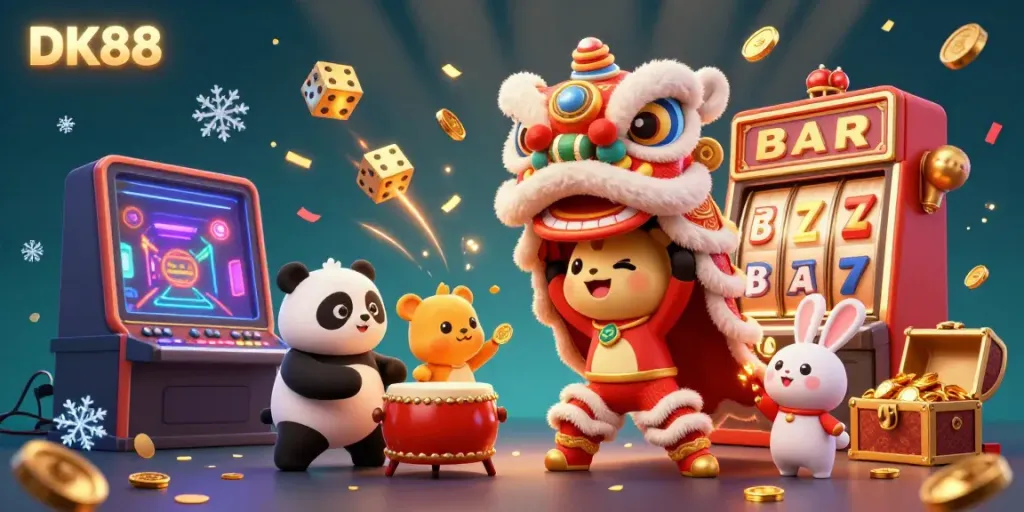 Experience vibrant DK88 casino excitement with engaging characters and dynamic gaming elements.
