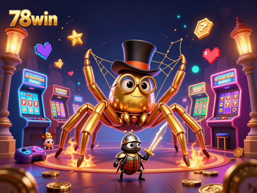 Engage in thrilling gameplay at 78win, where a golden tarantula and knight create legendary wins!