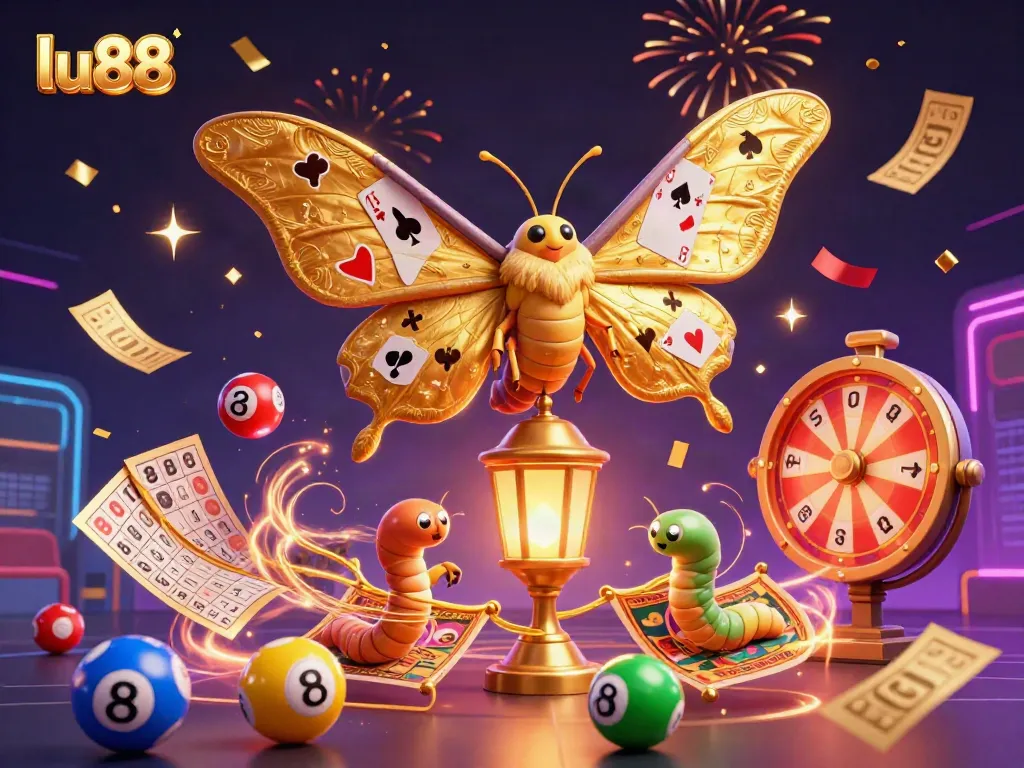 Experience thrills with lu88 in this ultra-detailed illustration of casino excitement featuring vibrant graphics and elements.