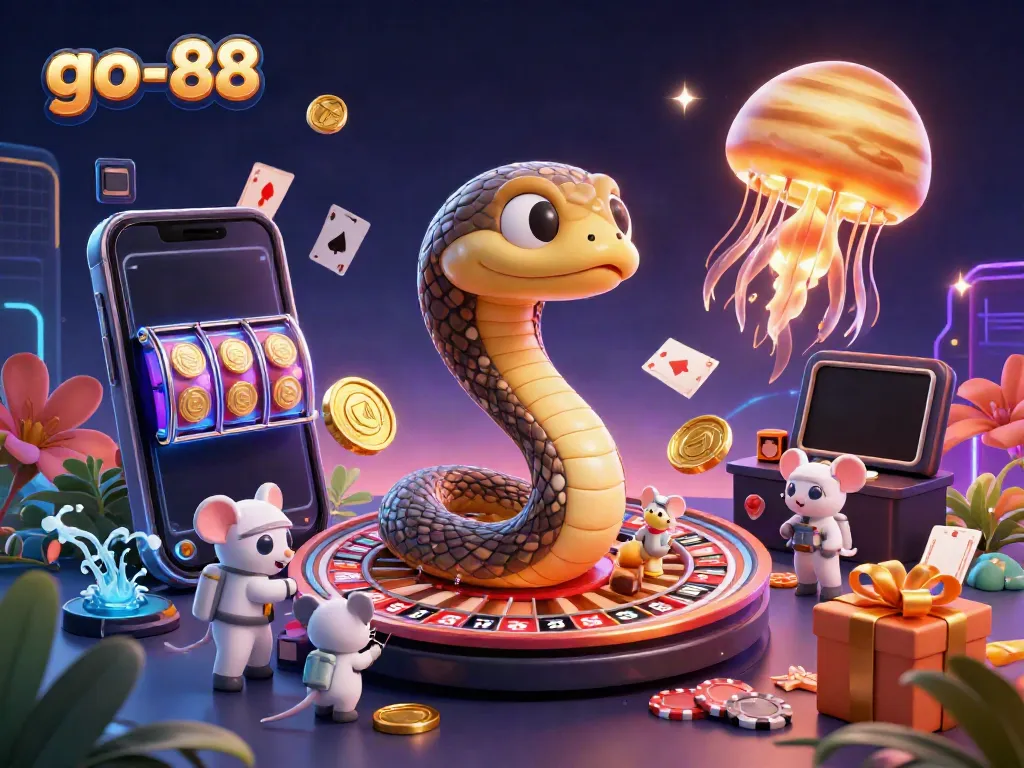 Engage with the go-88 casino experience as astronaut mice place their bets on Saturn's roulette rings!