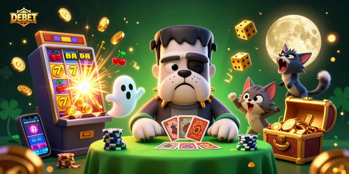DEBET showcases a thrilling casino scene with vibrant characters and dynamic gaming elements.