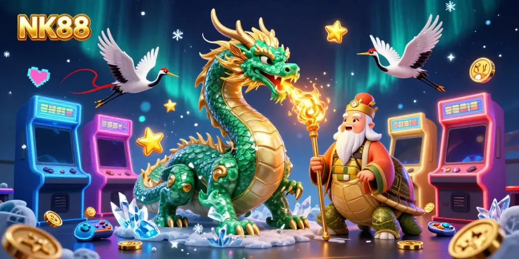 Engage with NK88 through immersive gaming action featuring vibrant casino elements.