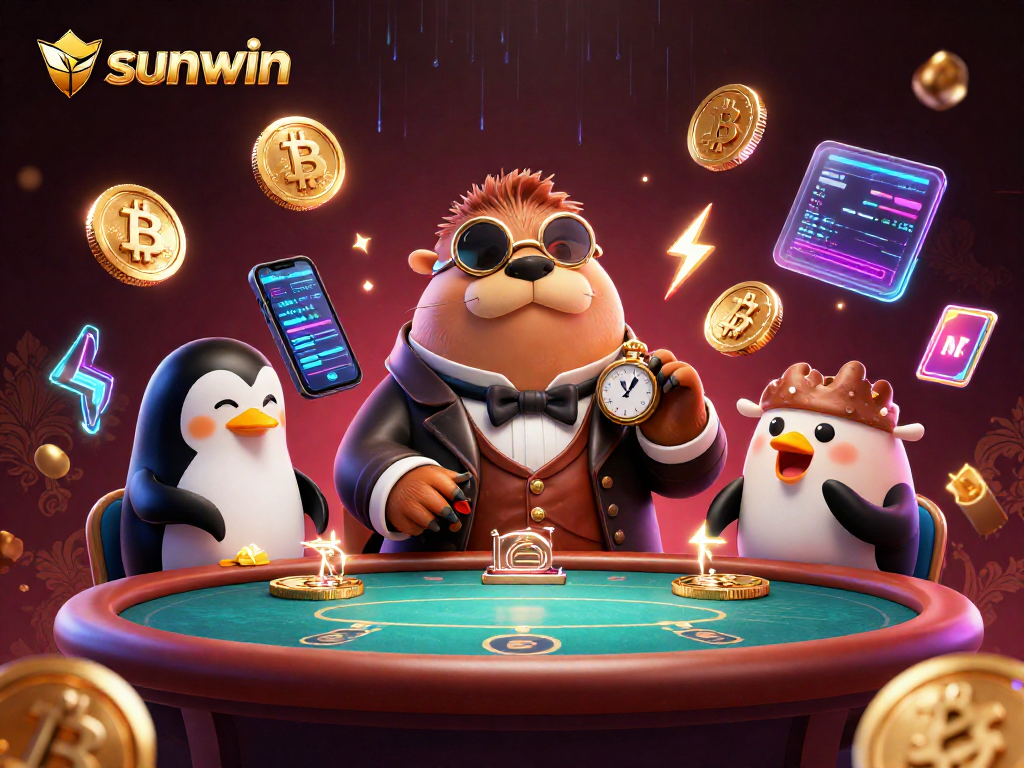 Engage with sunwin's vibrant underwater casino experience featuring a jolly walrus in poker.