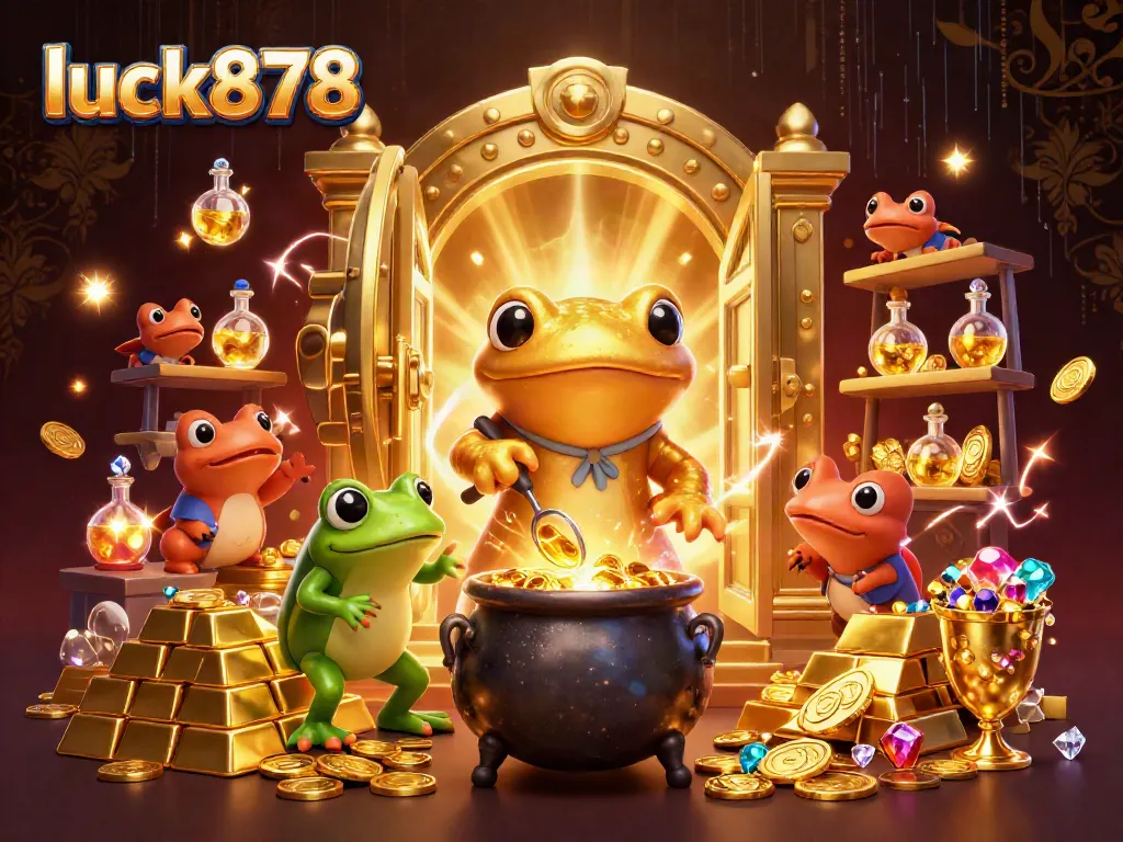 Experience luck878 by watching a golden salamander alchemist create fortune with gold coins in a magical casino
