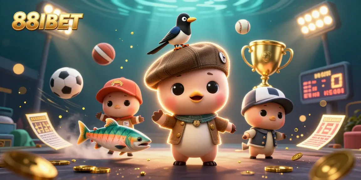 Engage with 88IBET's online betting excitement in a playful underwater scene featuring cute characters.