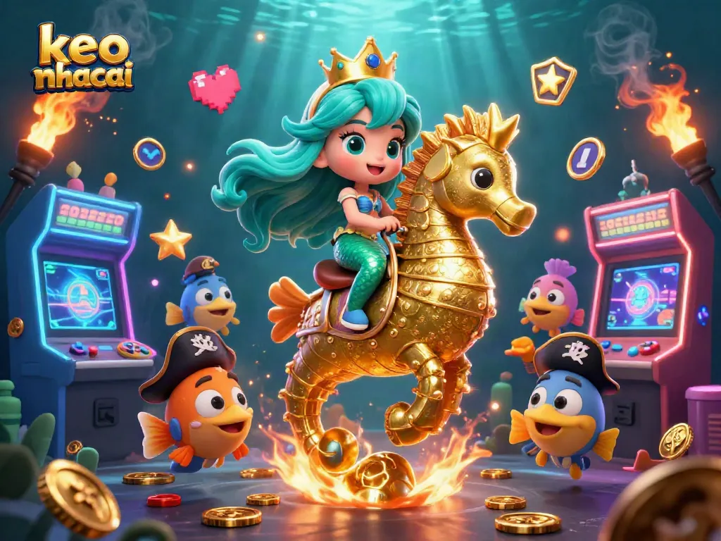 Engage in keo nha cai with a vibrant underwater scene featuring a mermaid and casino-themed elements.