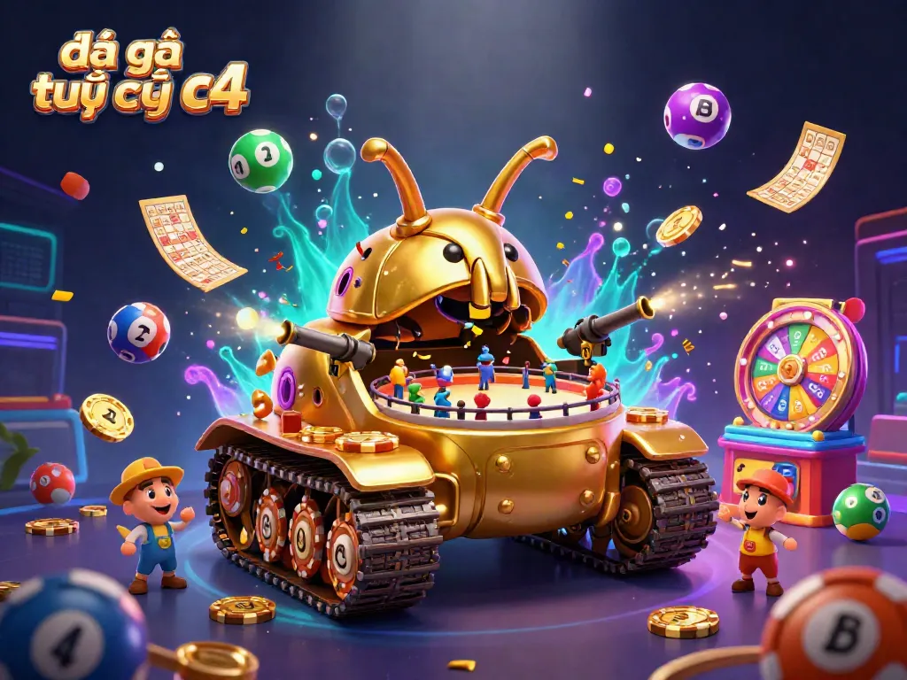 Engage with đá gà trực tiếp c4 action in an energetic 3D scene featuring a golden beetle tank.