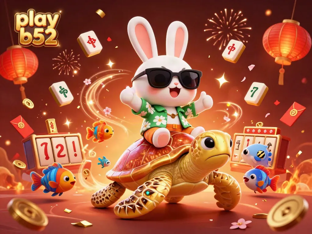 Experience the excitement of play b52 with a lively casino scene featuring colorful characters and vibrant game elements.