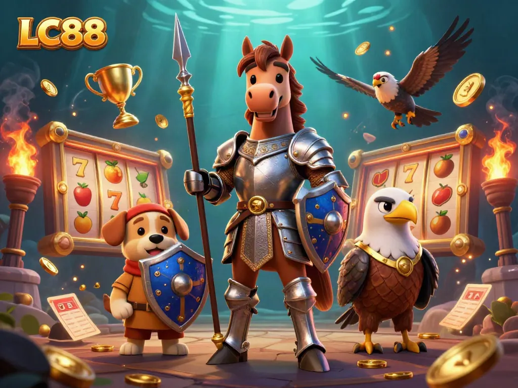 Experience exhilarating gaming with LC88's medieval-themed slots in vibrant action