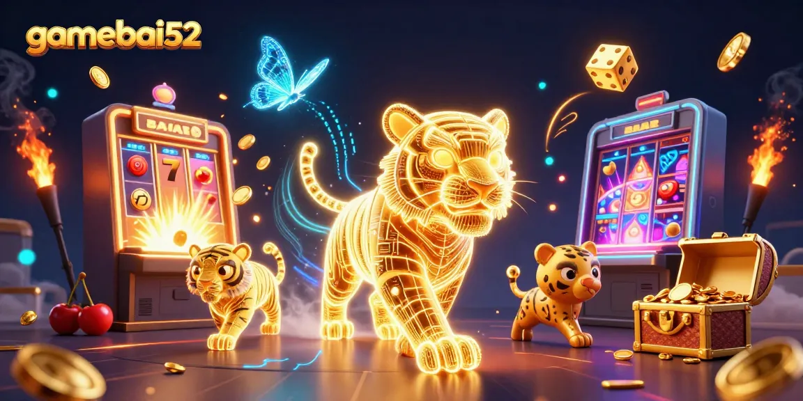 Experience the thrilling play at gamebai52 with a dynamic 3D casino landscape filled with excitement.
