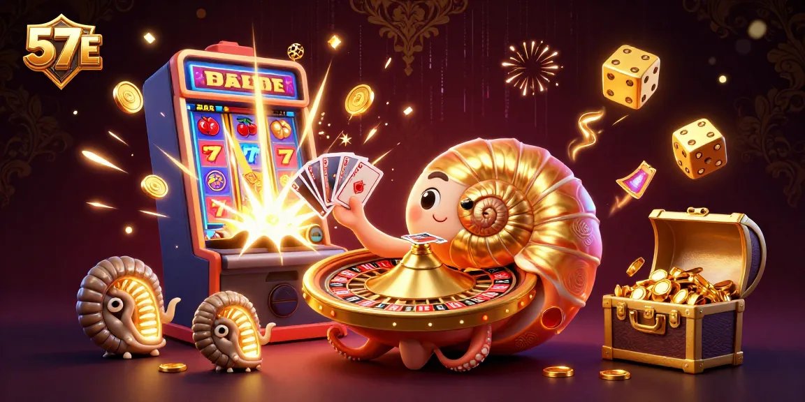Experience thrilling wins with 57 E's enchanting gaming atmosphere and vibrant casino elements.